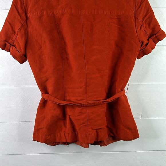 EAST 5TH Burnt Orange Linen Short Sleeve Single Breast Blouse Shirt Top Size S - Picture 4 of 9